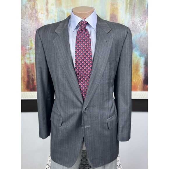 Ermenegildo Zegna Mens NWOT Retro Gunmetal Striped Blazer...